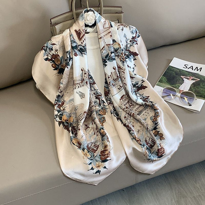 43" x 43" Printed 100% Mulberry Silk Square Scarf for Women Large Luxury Headscarf & Shawl