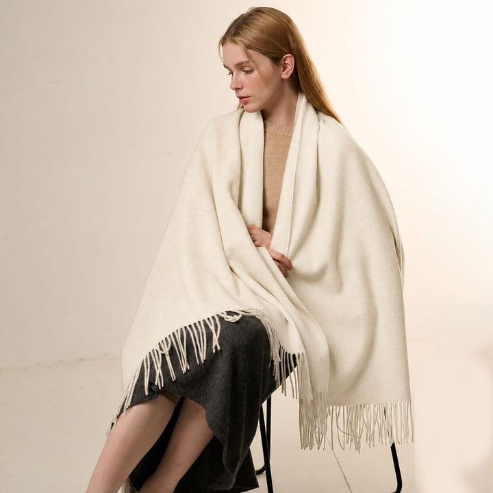 Oversized Soft Fringed 100% Cashmere Shawl Blanket Wrap for Travel