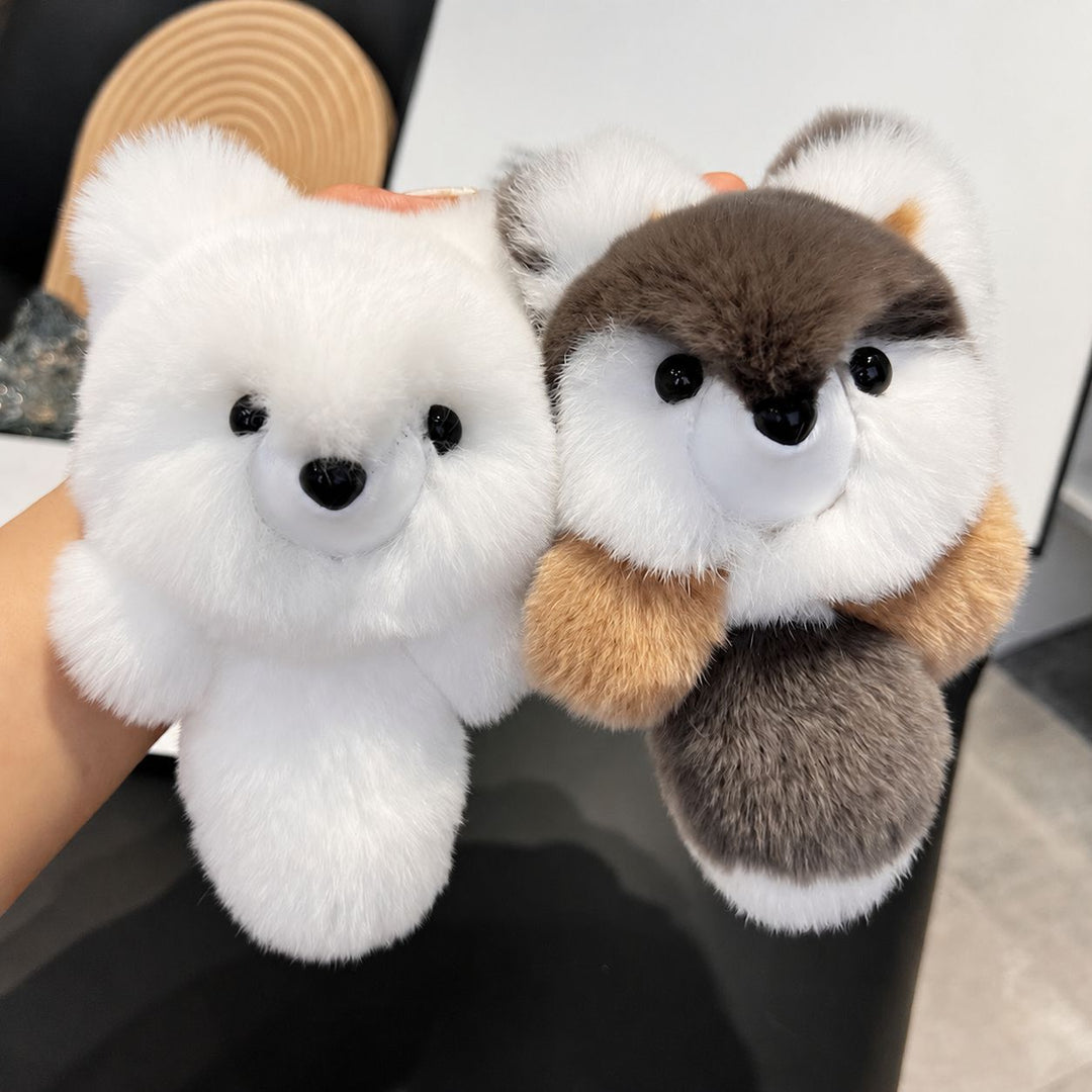 Large Size Real Rabbit Fur Cute Red Fox Fluffy Keychain Luxury Key Ring