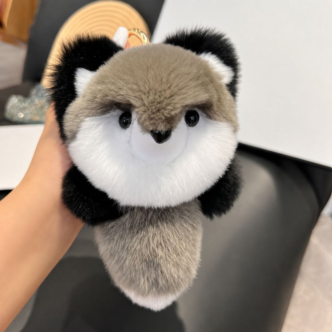 Large Size Real Rabbit Fur Cute Red Fox Fluffy Keychain Luxury Key Ring