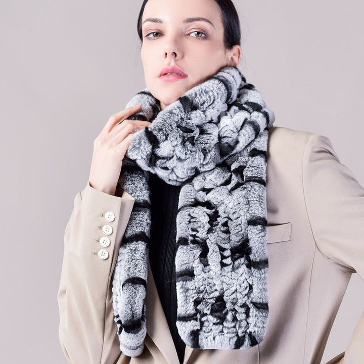 Real Rabbit Fur Scarf Women Winter Soft Warm Fashion Long Scarves