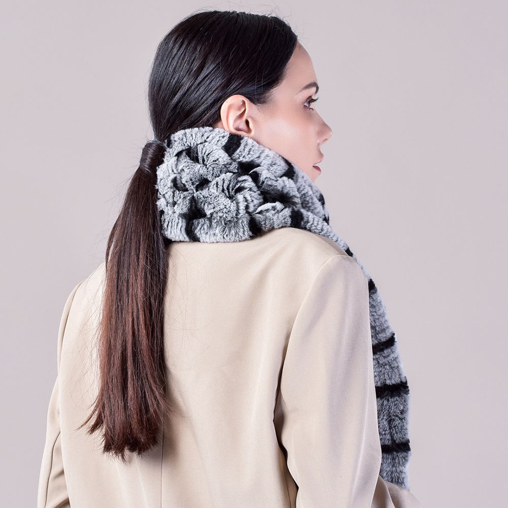 Real Rabbit Fur Scarf Women Winter Soft Warm Fashion Long Scarves