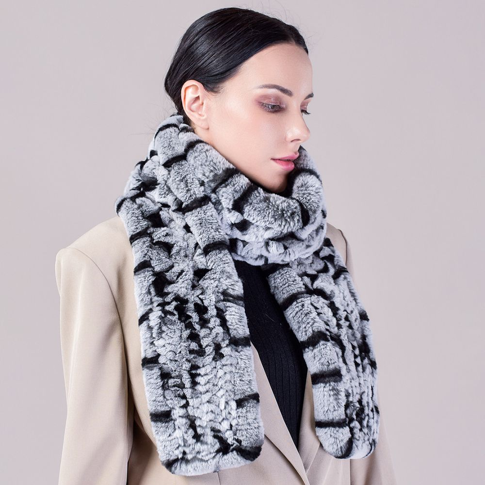 Real Rabbit Fur Scarf Women Winter Soft Warm Fashion Long Scarves