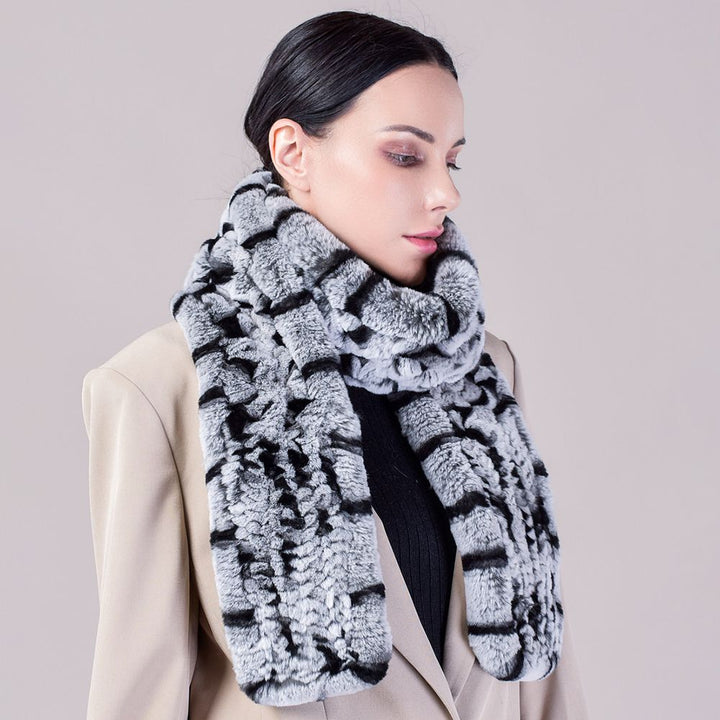 Real Rabbit Fur Scarf Women Winter Soft Warm Fashion Long Scarves