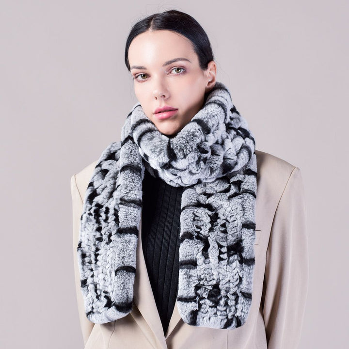 Real Rabbit Fur Scarf Women Winter Soft Warm Fashion Long Scarves