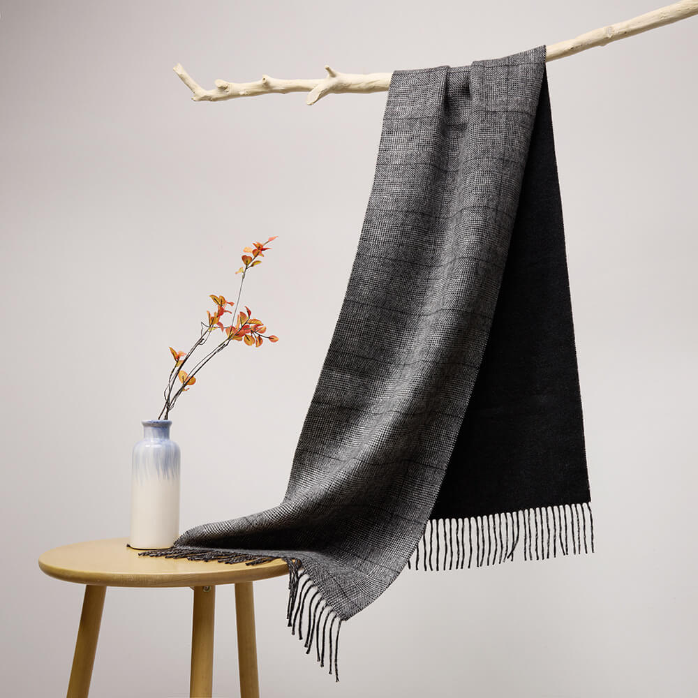 Premium Striped 100% Cashmere Shawl Wrap with Tassels for Women