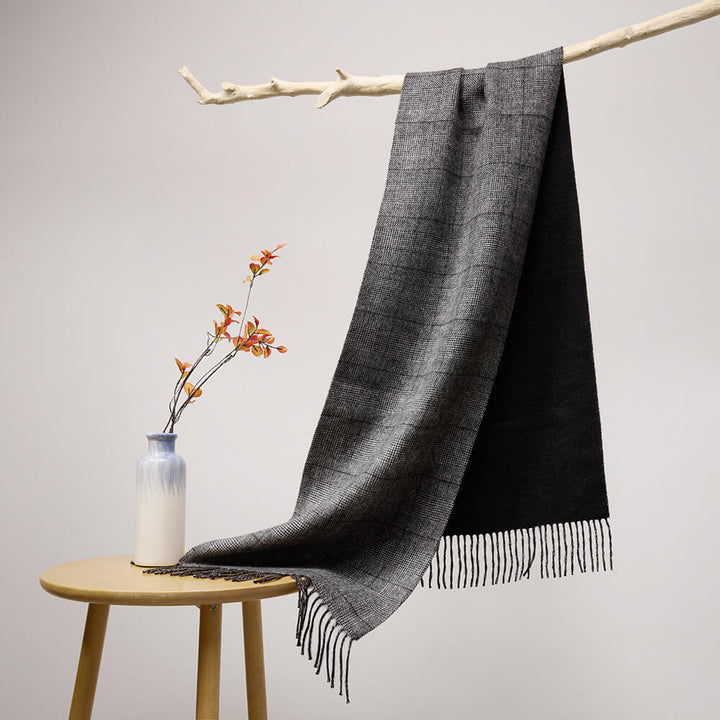 Premium Striped 100% Cashmere Shawl Wrap with Tassels for Women