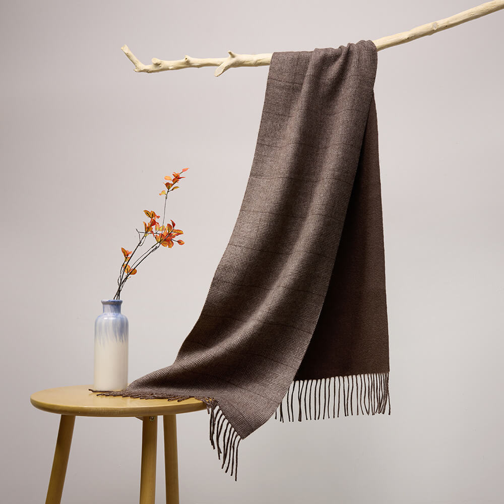 Premium Striped 100% Cashmere Shawl Wrap with Tassels for Women