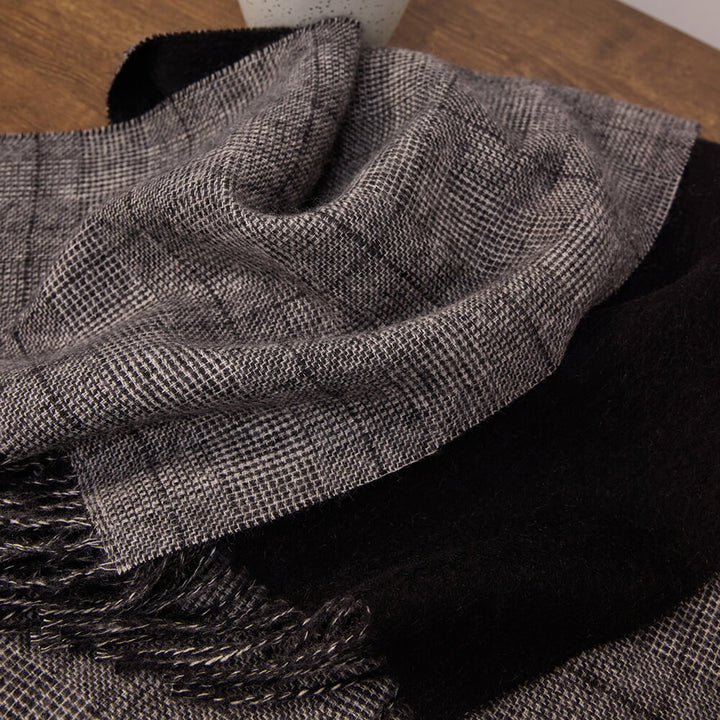 Premium Striped 100% Cashmere Shawl Wrap with Tassels for Women