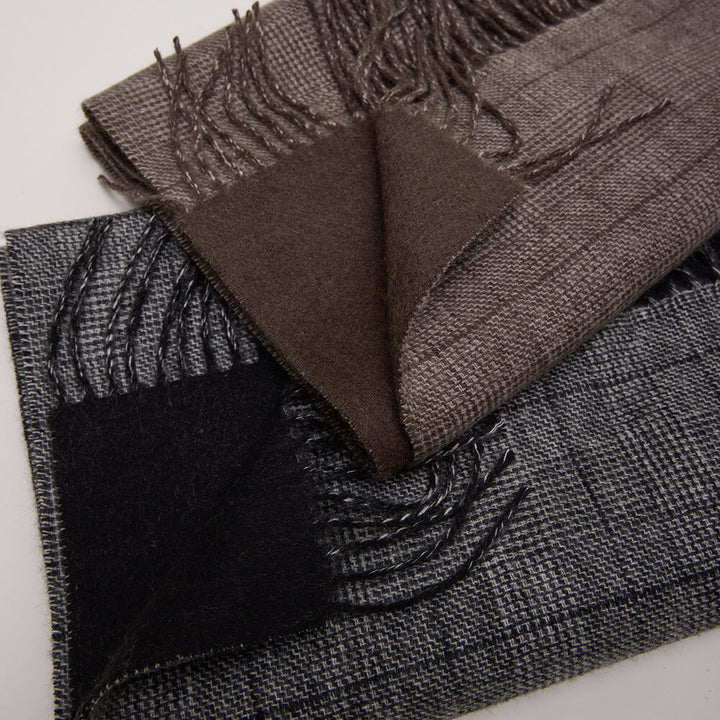 Premium Striped 100% Cashmere Shawl Wrap with Tassels for Women