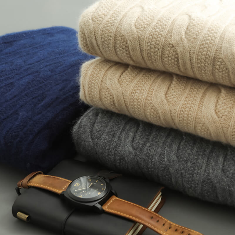 Men's Cable-Knit Cashmere Mock Neck Pullover Sweater