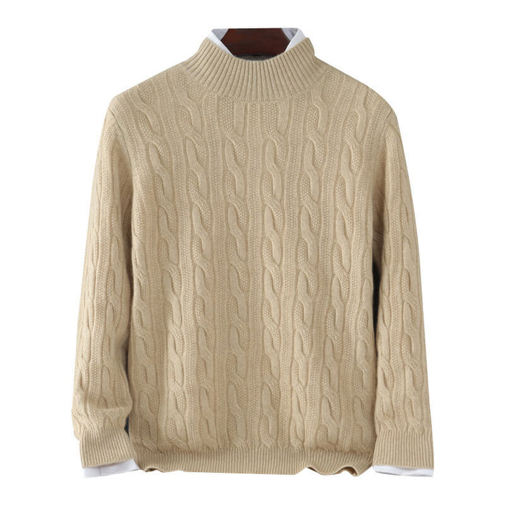 Men's Cable-Knit Cashmere Mock Neck Pullover Sweater
