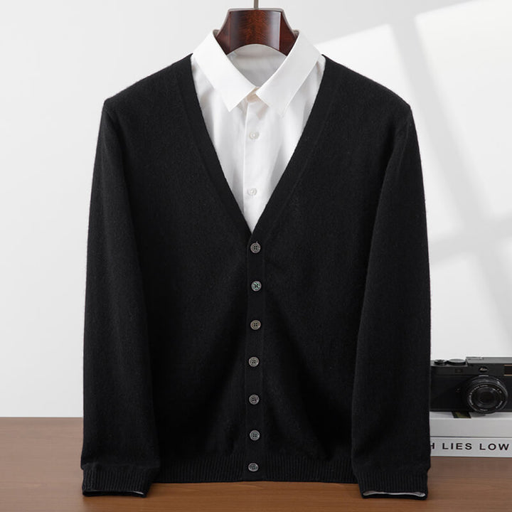 Men's V-Neck Button-Front Cashmere Cardigan