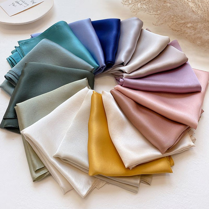 12"-35" Classic Solid Color 100% Mulberry Silk Square Scarves