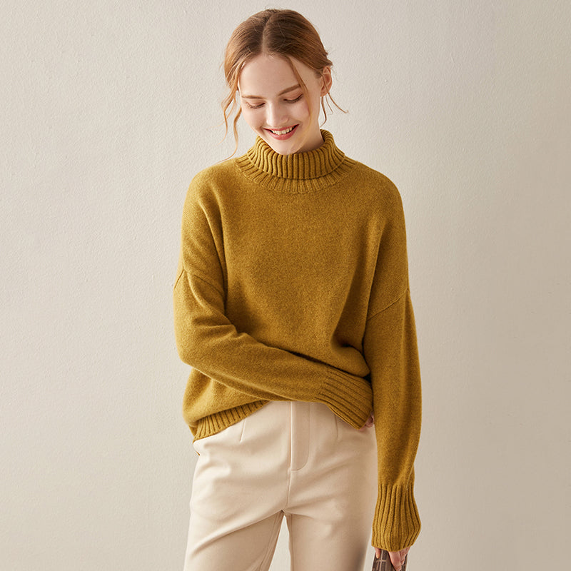 Oversized Cashmere Turtleneck Sweater Women CS012