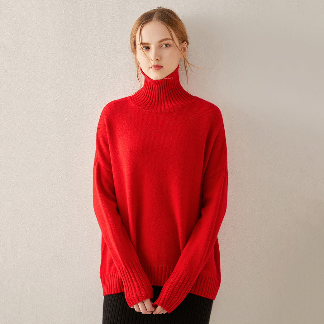 Oversized Cashmere Turtleneck Sweater Women CS012