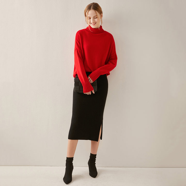 Oversized Cashmere Turtleneck Sweater Women CS012