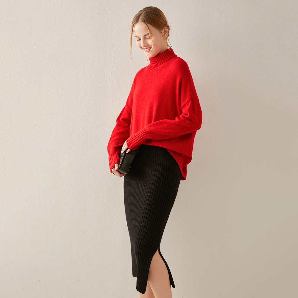 Oversized Cashmere Turtleneck Sweater Women CS012