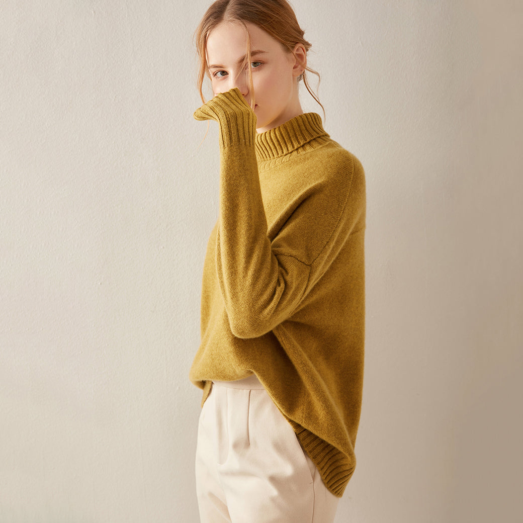 Oversized Cashmere Turtleneck Sweater Women CS012