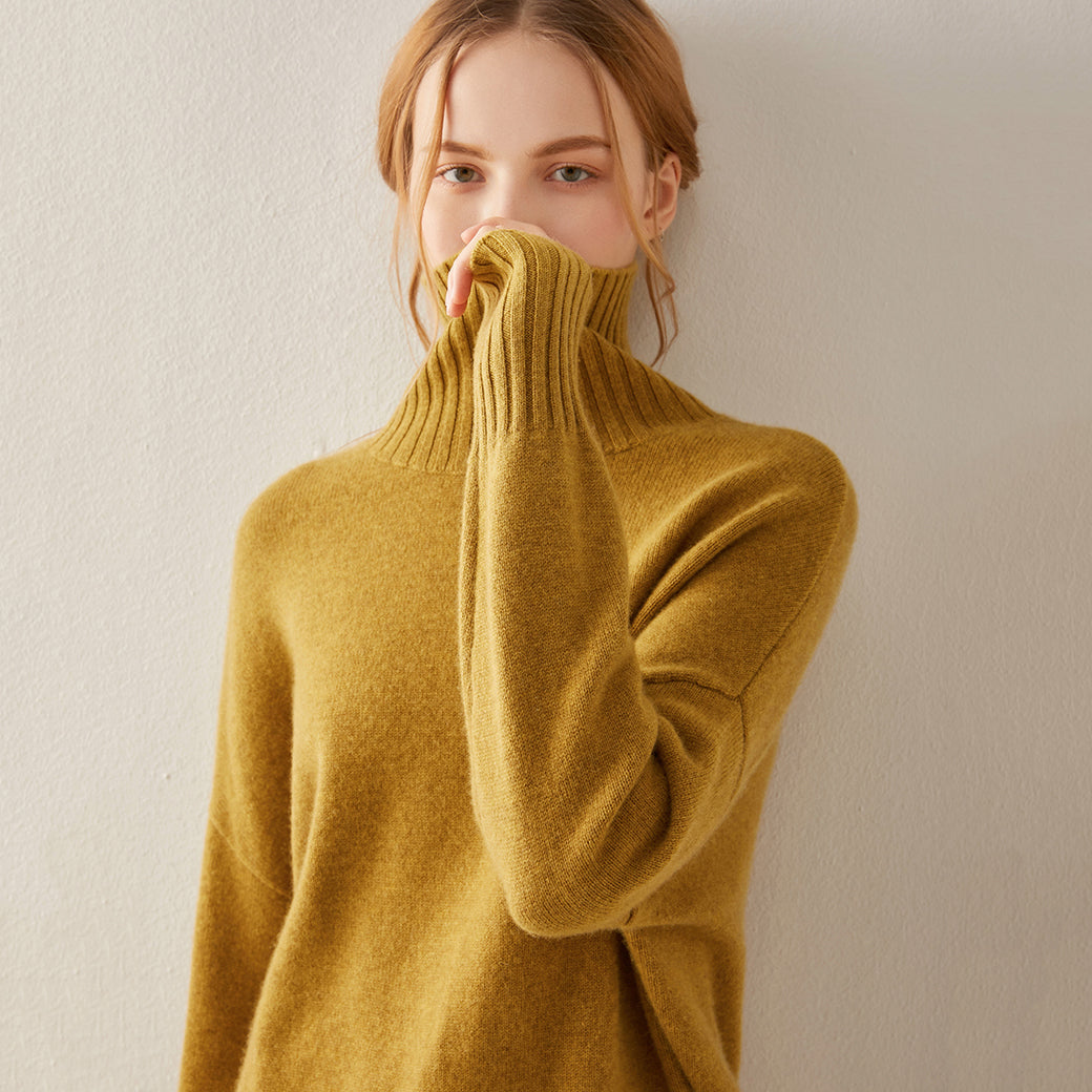 Oversized Cashmere Turtleneck Sweater Women CS012