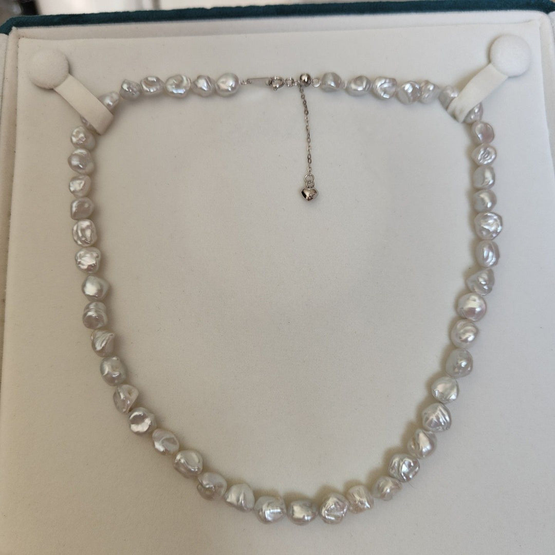 Freshwater Baroque Irregular Pearl Necklace Affordable White Keshi Pearl Strand