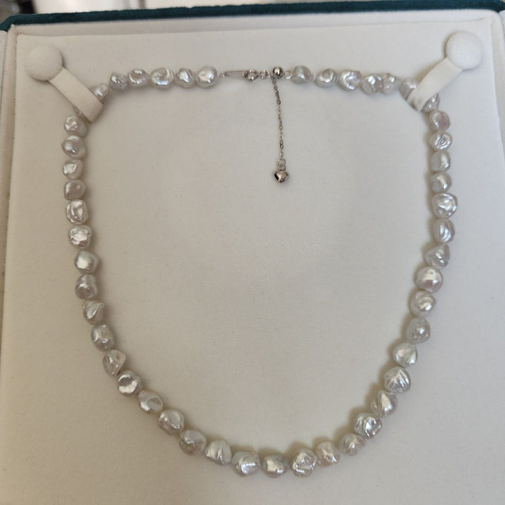 Freshwater Baroque Irregular Pearl Necklace Affordable White Keshi Pearl Strand