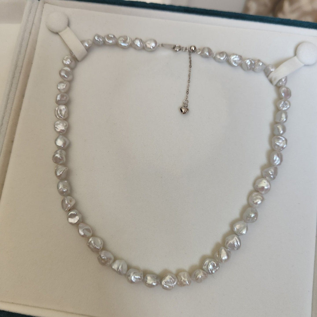 Freshwater Baroque Irregular Pearl Necklace Affordable White Keshi Pearl Strand