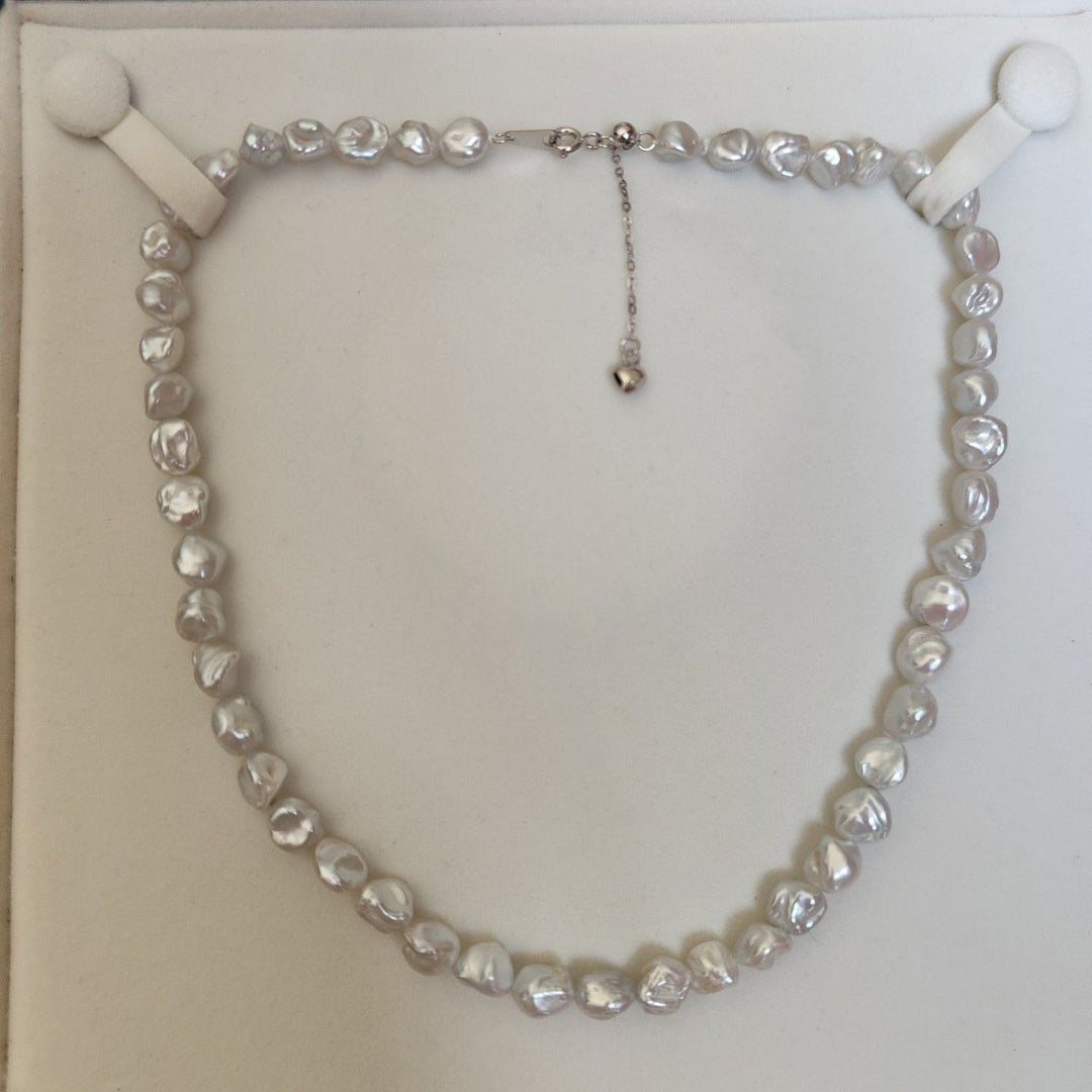 Freshwater Baroque Irregular Pearl Necklace Affordable White Keshi Pearl Strand