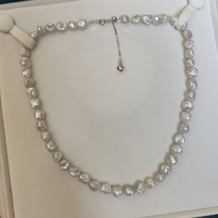 Freshwater Baroque Irregular Pearl Necklace Affordable White Keshi Pearl Strand