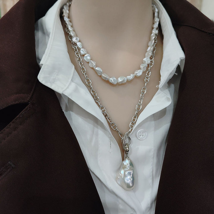 Natural Freshwater Baroque Pearl Pendant Necklace Genuine Big Irregular Pearl Drop Sweater Chain