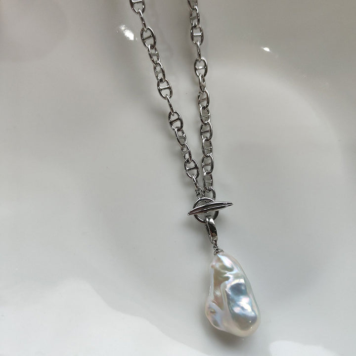 Natural Freshwater Baroque Pearl Pendant Necklace Genuine Big Irregular Pearl Drop Sweater Chain
