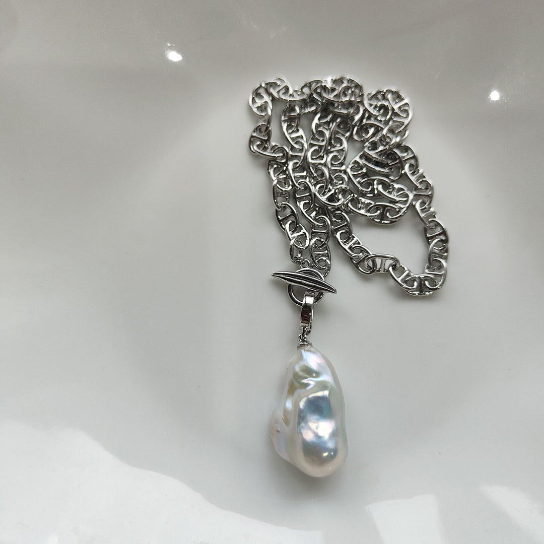Natural Freshwater Baroque Pearl Pendant Necklace Genuine Big Irregular Pearl Drop Sweater Chain
