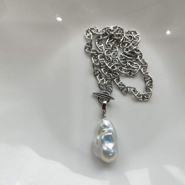 Natural Freshwater Baroque Pearl Pendant Necklace Genuine Big Irregular Pearl Drop Sweater Chain
