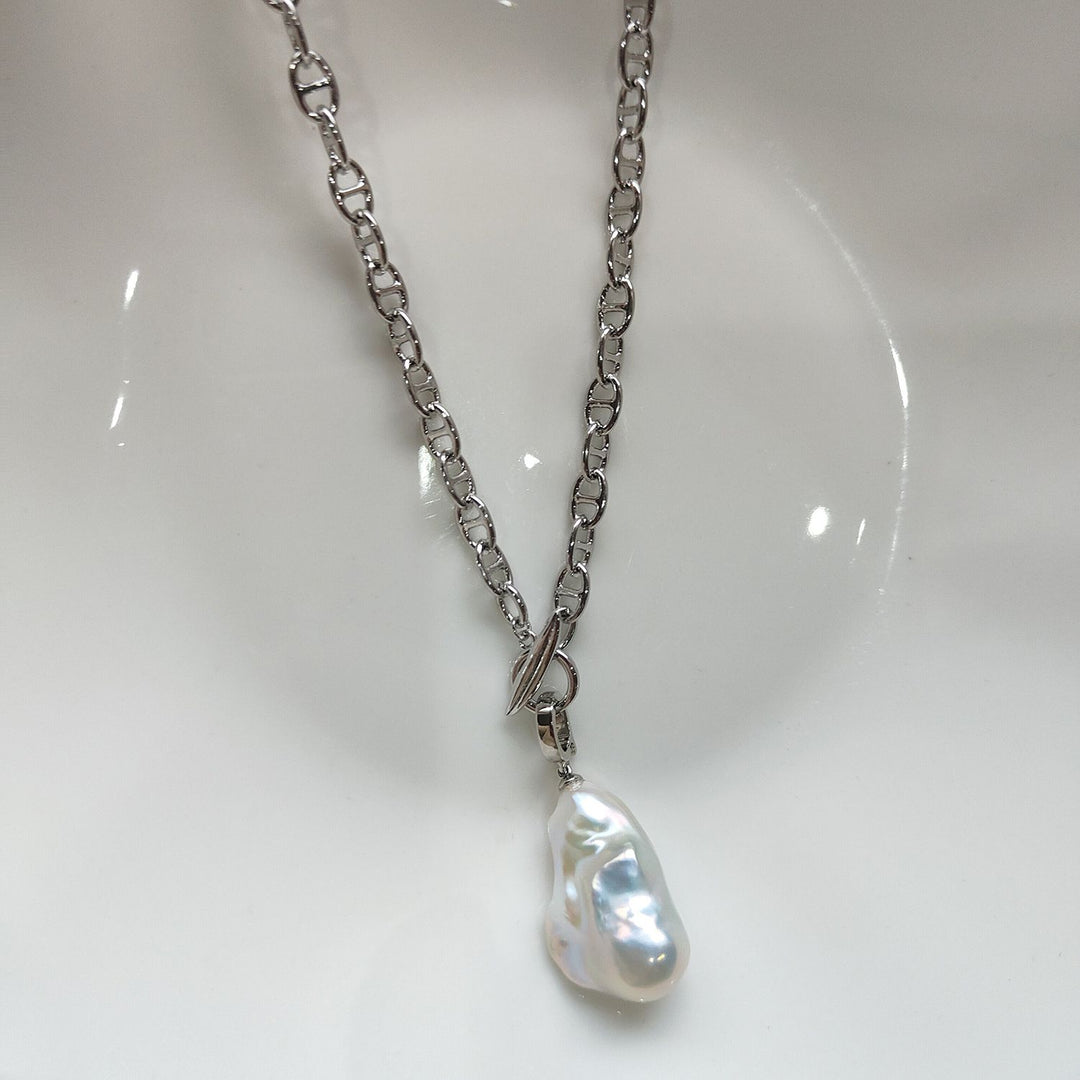 Natural Freshwater Baroque Pearl Pendant Necklace Genuine Big Irregular Pearl Drop Sweater Chain