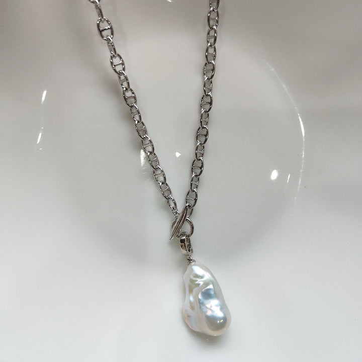 Natural Freshwater Baroque Pearl Pendant Necklace Genuine Big Irregular Pearl Drop Sweater Chain