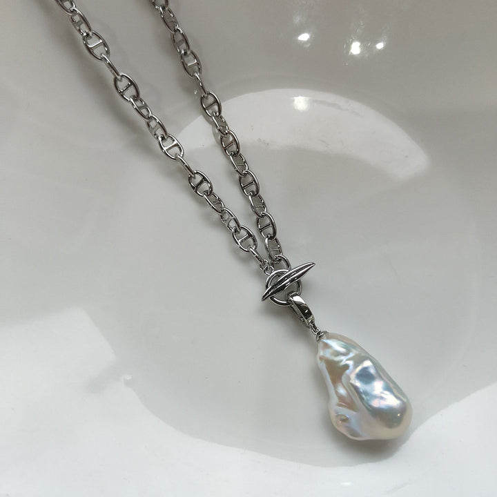 Natural Freshwater Baroque Pearl Pendant Necklace Genuine Big Irregular Pearl Drop Sweater Chain