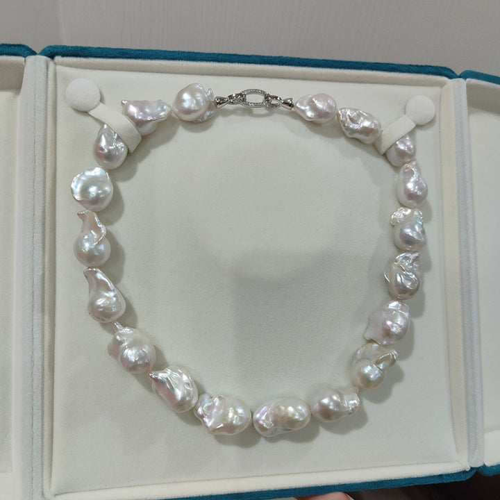Natural Freshwater Baroque Pearl Necklace Large Irregular White Pearl Strand