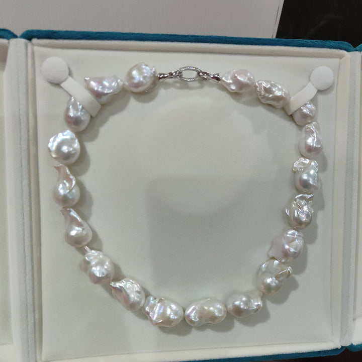 Natural Freshwater Baroque Pearl Necklace Large Irregular White Pearl Strand