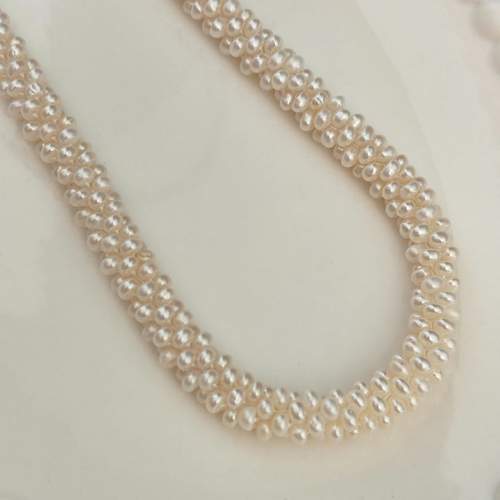 Real Freshwater Pearl Necklace Hand-Woven Multi-Strand Seed Pearl Choker