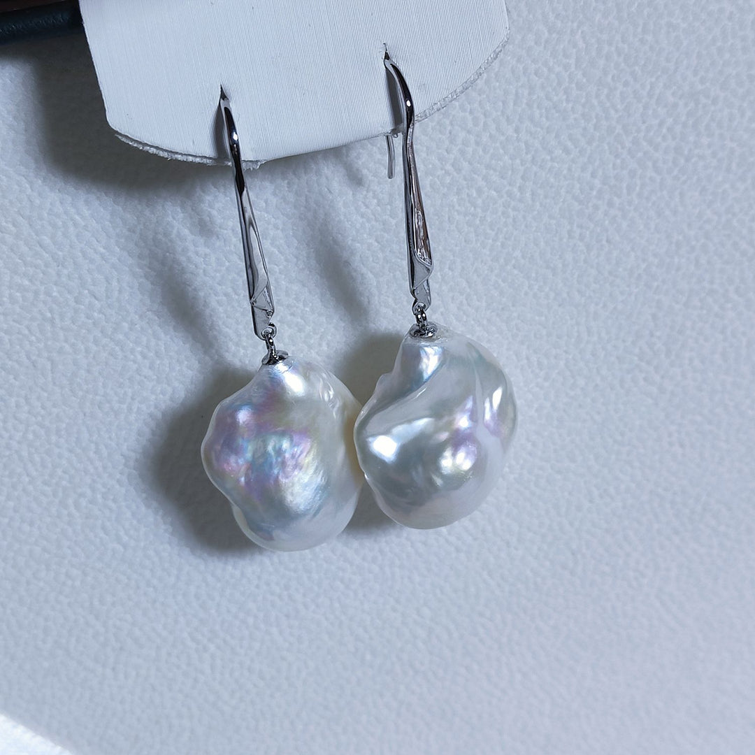 Minimal Silver Freshwater Baroque Real Pearl Hook Earrings