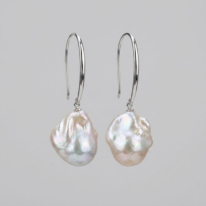 Baroque Pearl Drop Earrings Women Sterling Silver Hook Natural Freshwater Pearl Dangle Earrings