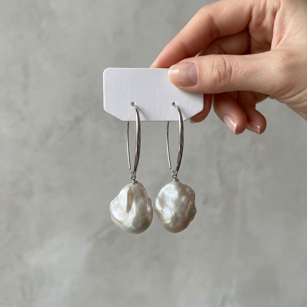 Baroque Pearl Drop Earrings Women Sterling Silver Hook Natural Freshwater Pearl Dangle Earrings