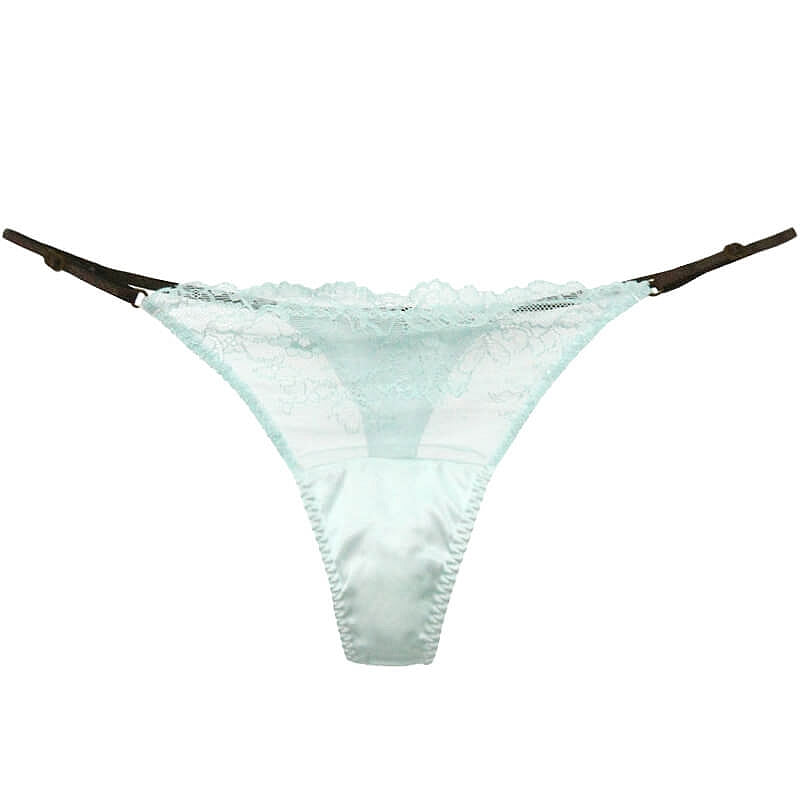 Floral Mesh Silk Thong Panty