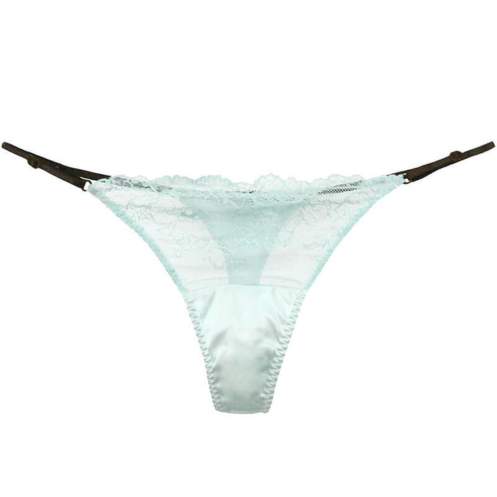 Floral Mesh Silk Thong Panty