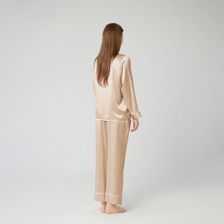 Double-Sided Silky Luxury Mulberry Silk Full-Length Pajama Set for Women LSP001