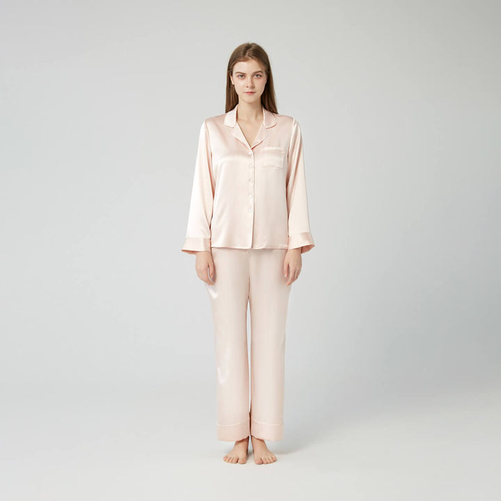 Double-Sided Silky Luxury Mulberry Silk Full-Length Pajama Set for Women LSP001