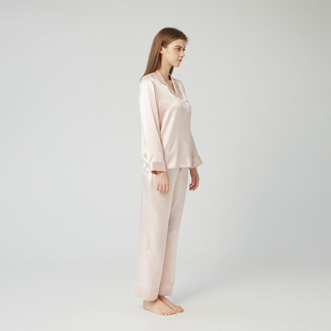 Double-Sided Silky Luxury Mulberry Silk Full-Length Pajama Set for Women LSP001