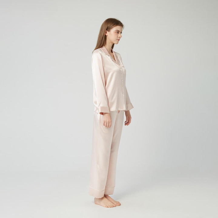 Double-Sided Silky Luxury Mulberry Silk Full-Length Pajama Set for Women LSP001