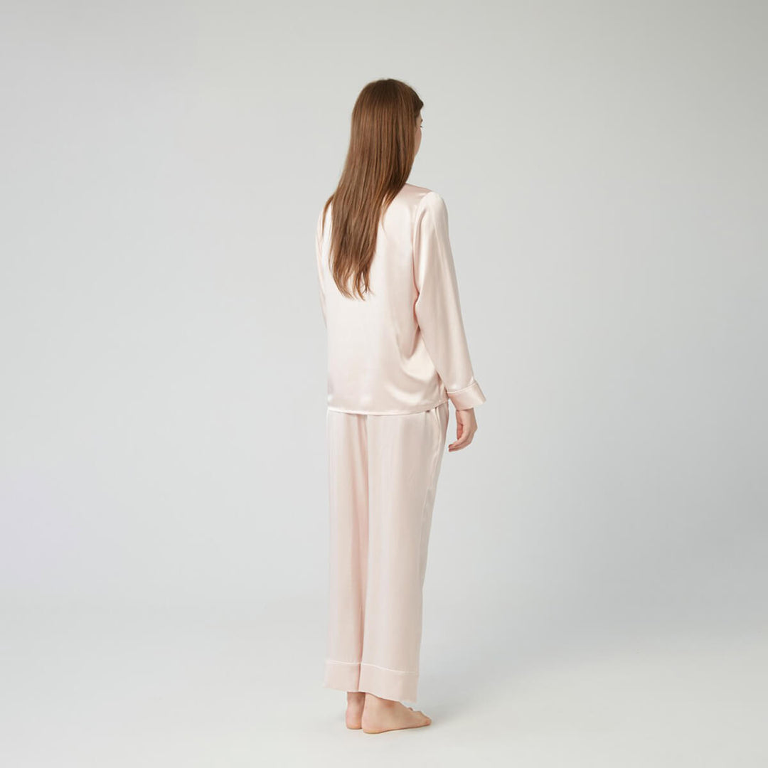 Double-Sided Silky Luxury Mulberry Silk Full-Length Pajama Set for Women LSP001