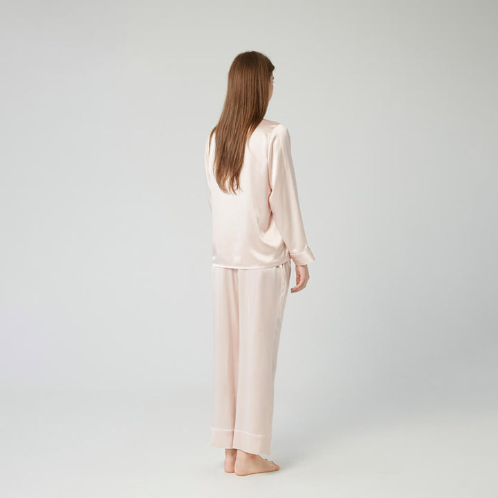 Double-Sided Silky Luxury Mulberry Silk Full-Length Pajama Set for Women LSP001